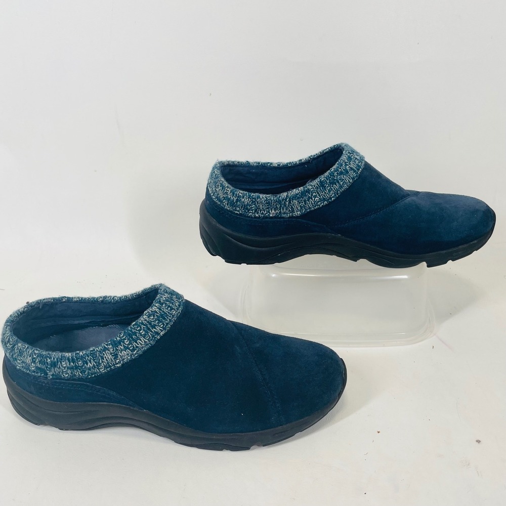 Vionic Arbor Navy Blue Suede Knit Collar Orthotic Slip On Mules Clogs Womens 8.5 - Picture 5 of 8